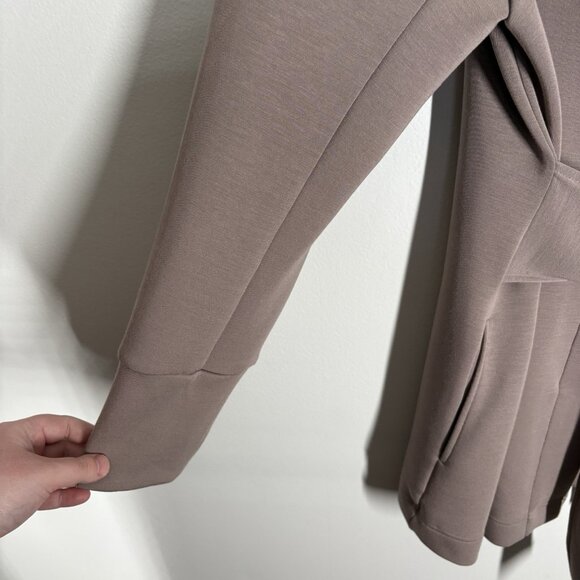 Varley Women M Taupe Snap Front Longline Tie Waist DoubleSoft Anset Jacket - Picture 5 of 14